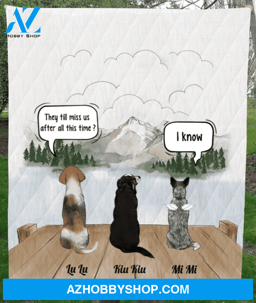Personalized pet memorial gift idea for cat dog lovers, cat dog dad, mom - 3 pets memorial quilt blanket - You left paw prints on her heart