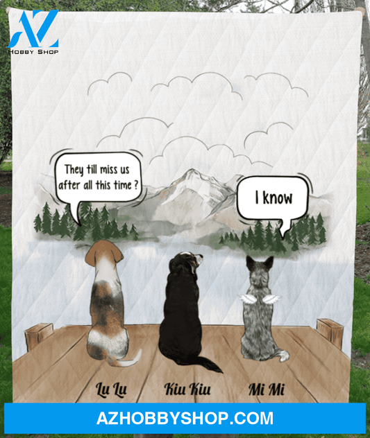Personalized pet memorial gift idea for cat dog lovers, cat dog dad, mom - 3 pets memorial quilt blanket - You left paw prints on her heart