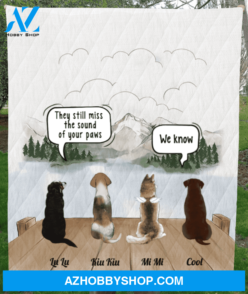 Personalized pet memorial gift idea for cat dog lovers, cat dog dad, mom - Upto 5 pets memorial quilt blanket - You left paw prints on their hearts