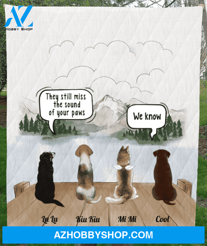 Personalized pet memorial gift idea for cat dog lovers, cat dog dad, mom - Upto 5 pets memorial quilt blanket - You left paw prints on their hearts
