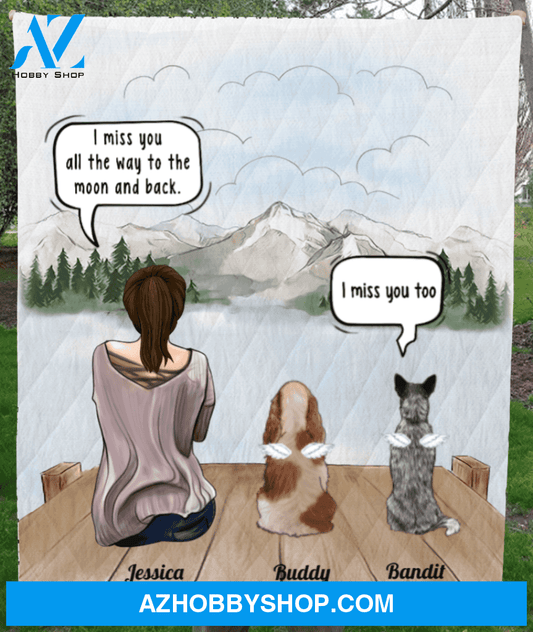 Personalized pet memorial gift idea for cat dog owners, cat dog mom - Mom & 2 cats, dogs memorial quilt blanket - I smile when I think of the time we spent together