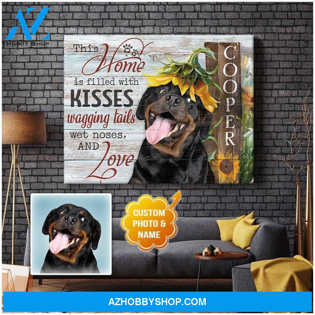 Personalized Photo and Name Dog This home is filled Wall Art Canvas Decor