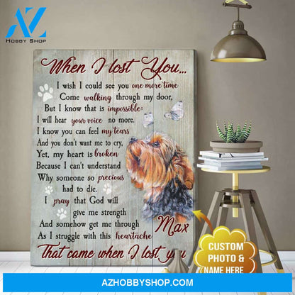 Personalized Photo and Name Dog When I lost you Wall Art Canvas Decor