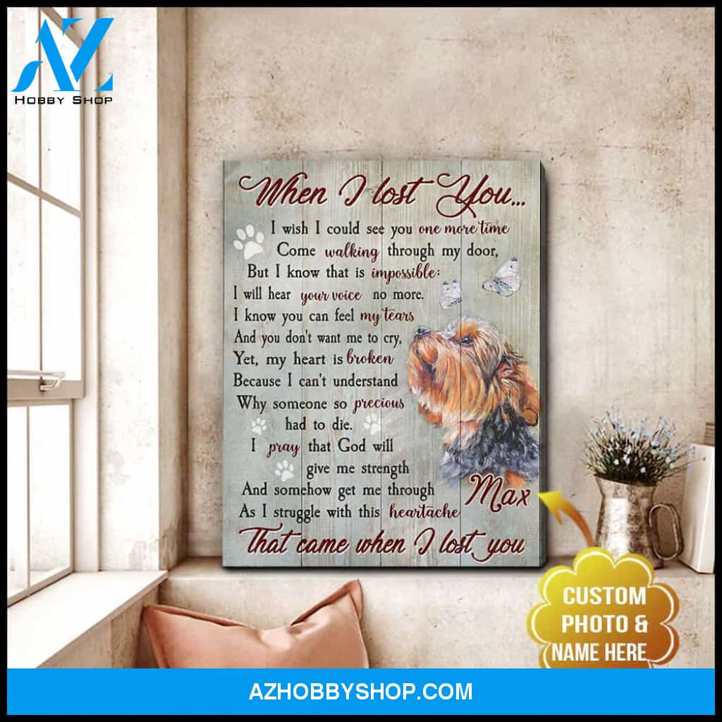 Personalized Photo and Name Dog When I lost you Wall Art Canvas Decor