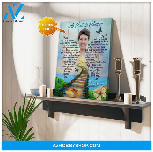 Personalized Photo As I Sit In Heaven Butterfly Canvas Wall Art Decor