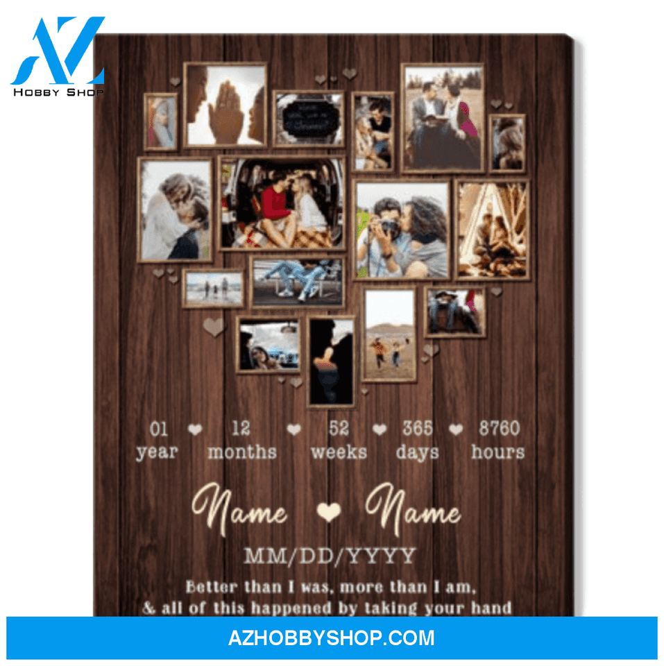Personalized Photo Collage Canvas 1st Wedding Anniversary Present