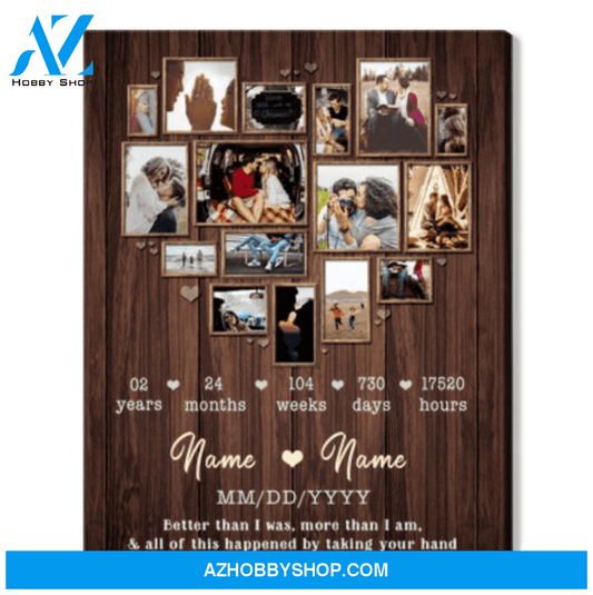 Personalized Photo Collage Canvas 2nd Wedding Anniversary For Wife