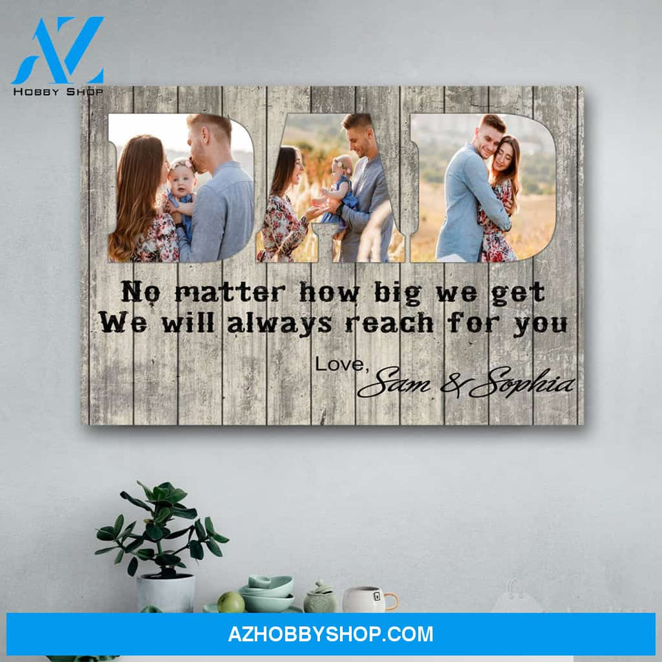 Personalized Photo Dad And Family Canvas Print Wall Art - Matte Canvas - Father's Day Gift