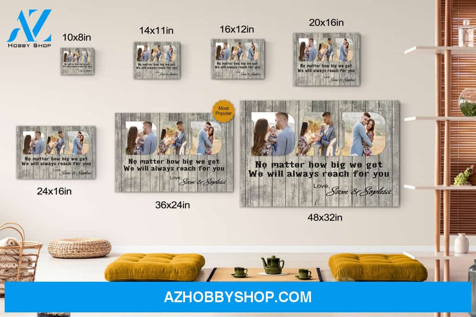 Personalized Photo Dad And Family Canvas Print Wall Art - Matte Canvas - Father's Day Gift
