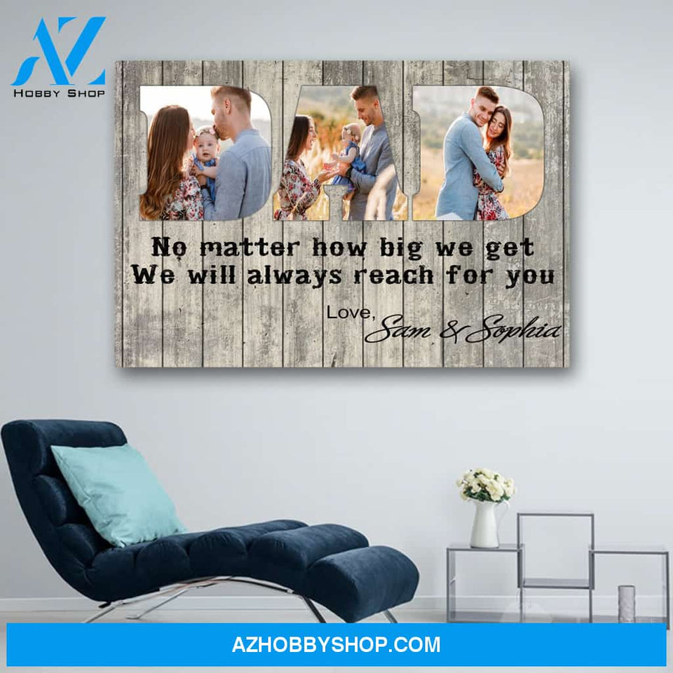 Personalized Photo Dad And Family Canvas Print Wall Art - Matte Canvas - Father's Day Gift