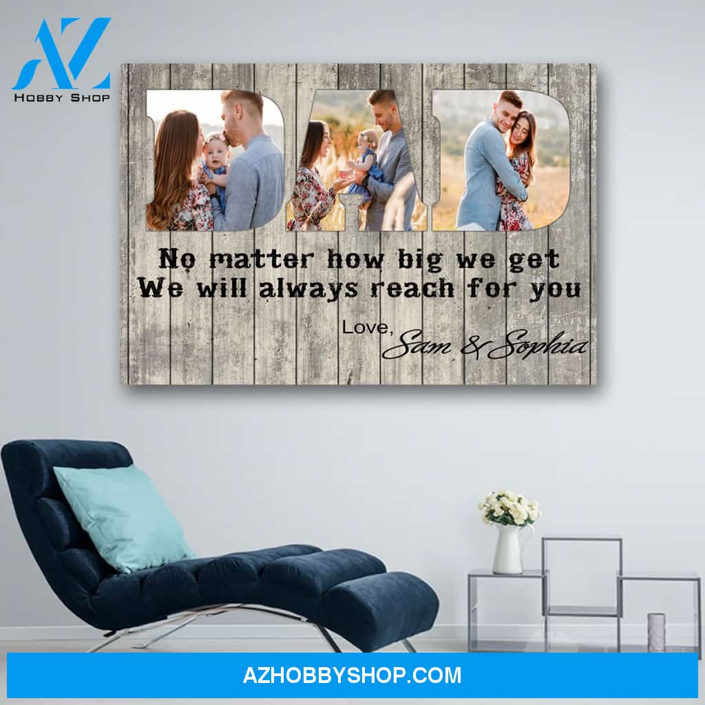 Personalized Photo Dad And Family Canvas Print Wall Art - Matte Canvas - Father's Day Gift