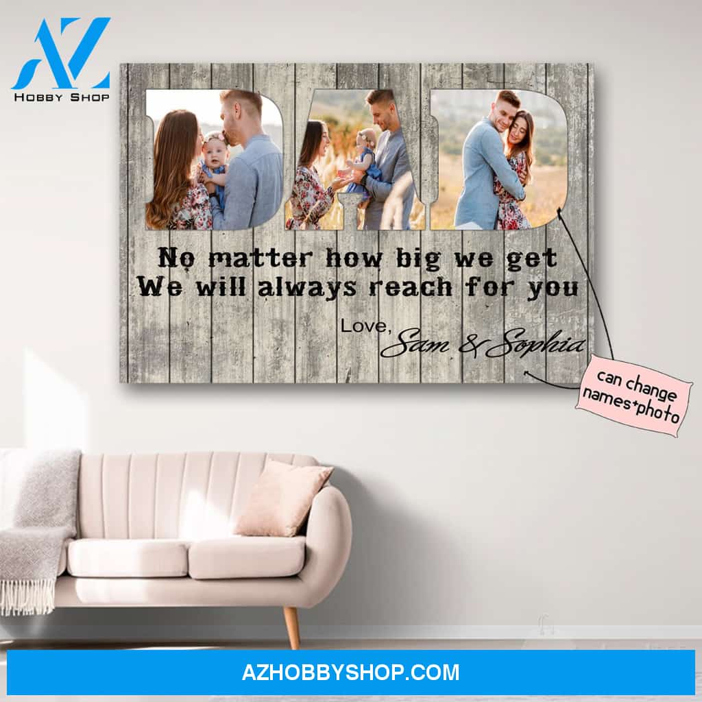 Personalized Photo Dad And Family Canvas Print Wall Art - Matte Canvas - Father's Day Gift