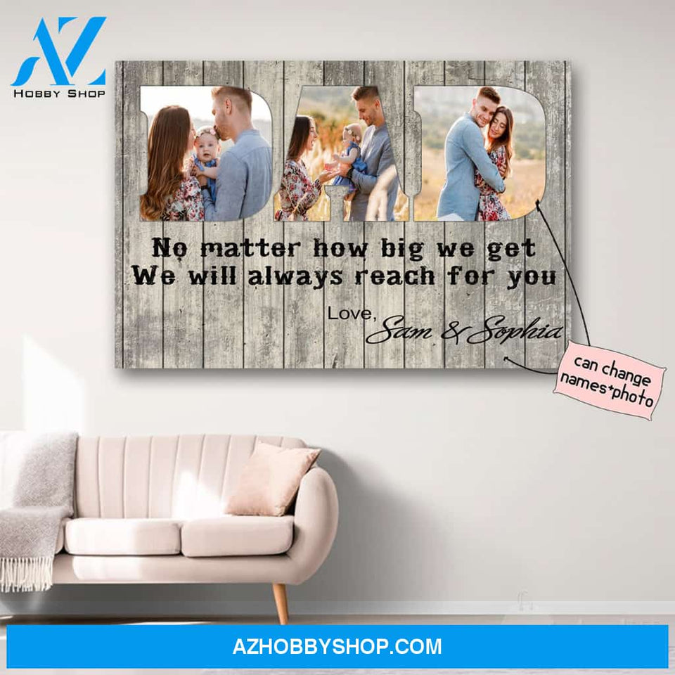 Personalized Photo Dad And Family Canvas Print Wall Art - Matte Canvas - Father's Day Gift