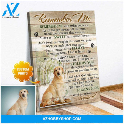 Personalized Photo Dog Remember me Wall Art Canvas Decor
