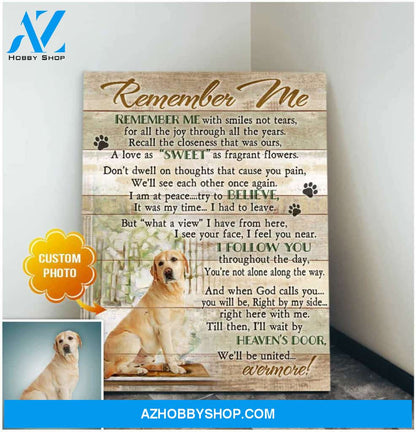 Personalized Photo Dog Remember me Wall Art Canvas Decor