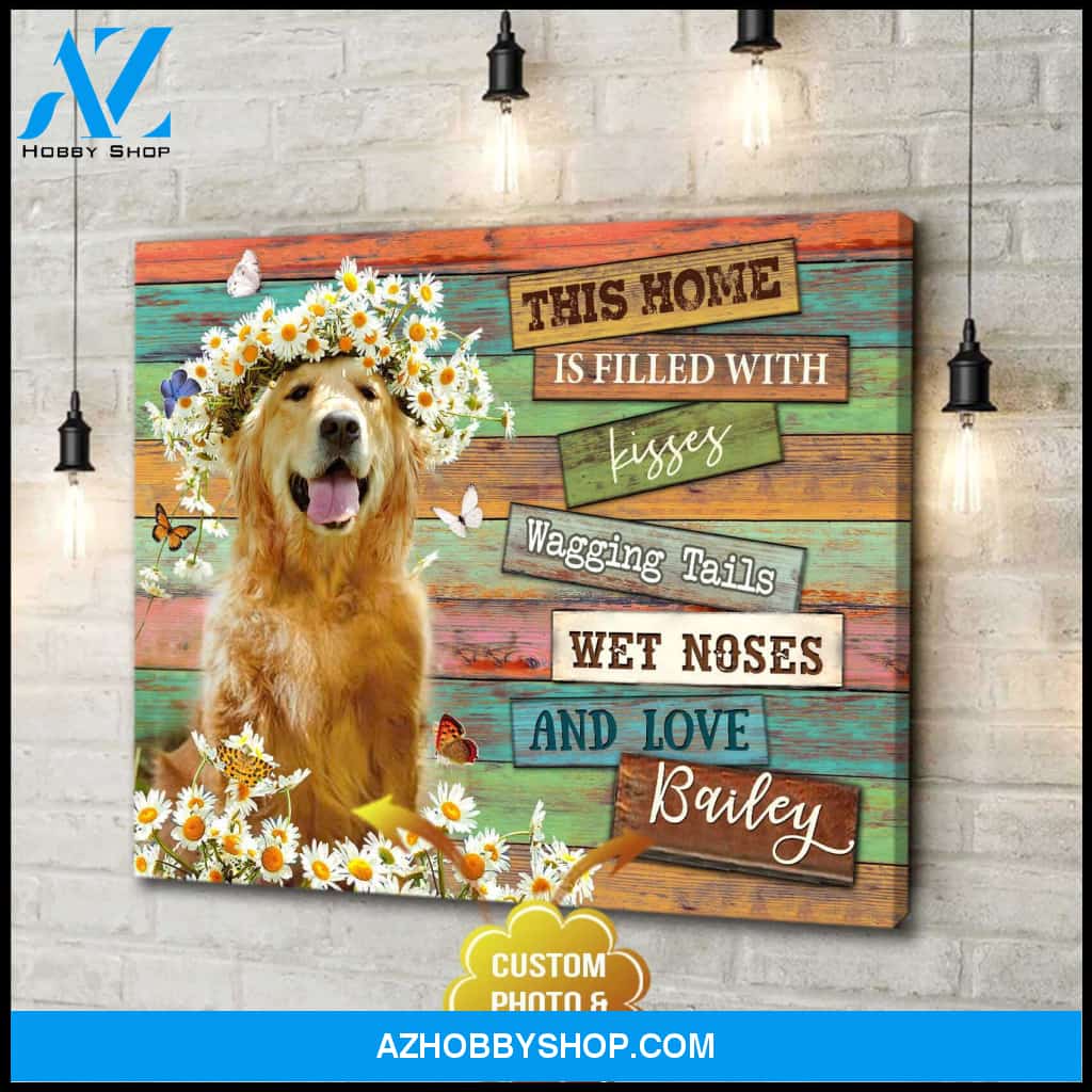 Personalized Photo Dog This Home Is Filled With Kisses Canvas Wall Art Decor