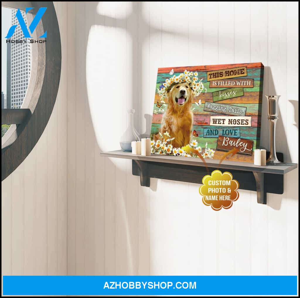 Personalized Photo Dog This Home Is Filled With Kisses Canvas Wall Art Decor