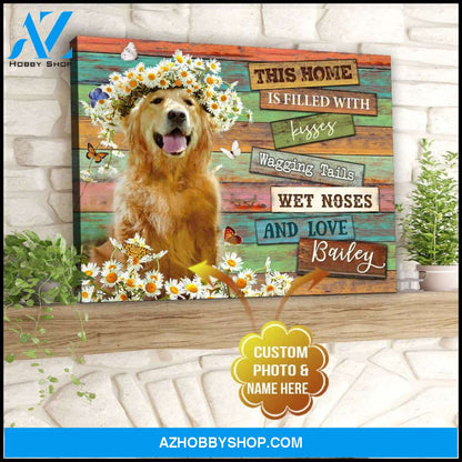 Personalized Photo Dog This Home Is Filled With Kisses Canvas Wall Art Decor