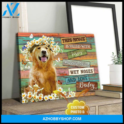 Personalized Photo Dog This Home Is Filled With Kisses Canvas Wall Art Decor