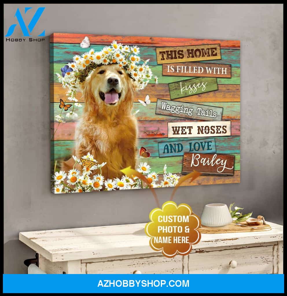 Personalized Photo Dog This Home Is Filled With Kisses Canvas Wall Art Decor