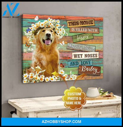 Personalized Photo Dog This Home Is Filled With Kisses Canvas Wall Art Decor