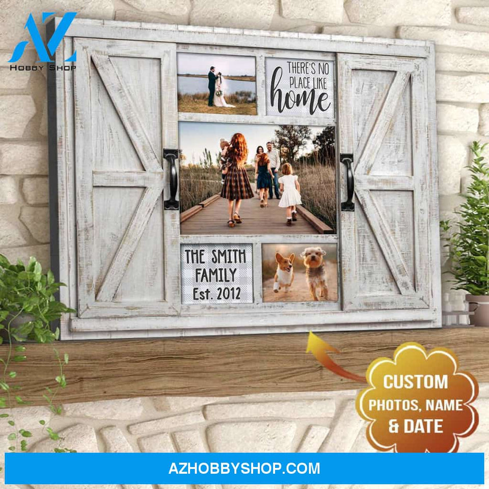 Personalized Photo Gifts Wall Decor Farmhouse There’s No Place Like Home, Custom Canvas Prints Family