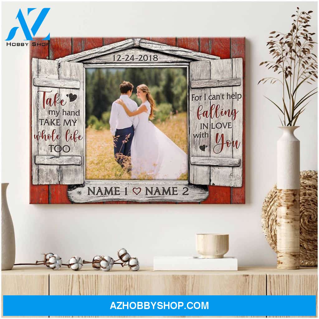 Personalized Photo Gifts Window For I cant help falling in love with you, Custom Canvas Prints Wedding Anniversary Gifts