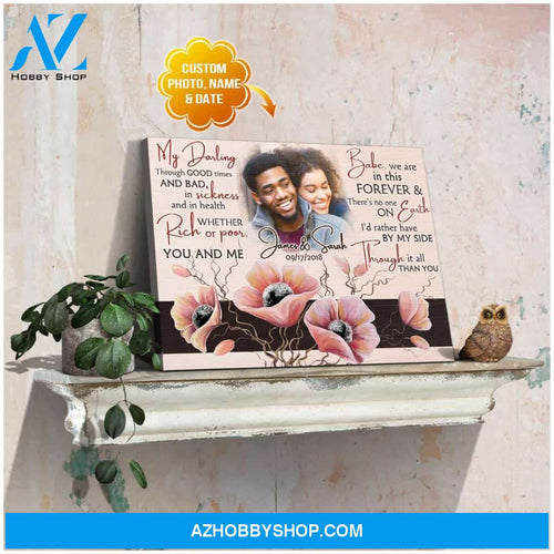 Personalized Photo, Name and Date Husband and Wife My Darling Wall Art Canvas Decor