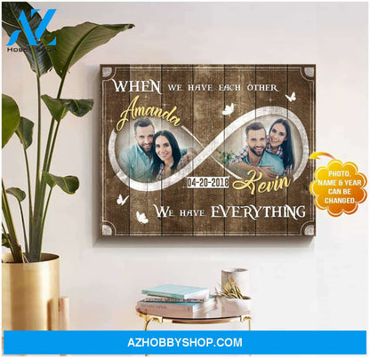 Personalized Photo Name and Year When we We have everything Canvas For Couple Wall Art Decor