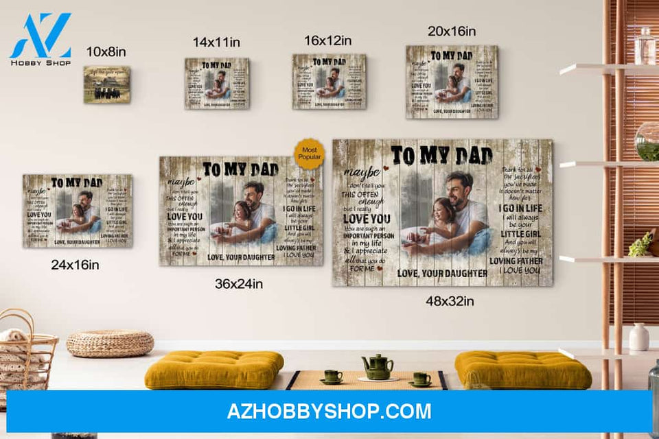 Personalized Photo To My Dad From Daughter Canvas Print Wall Art - Matte Canvas