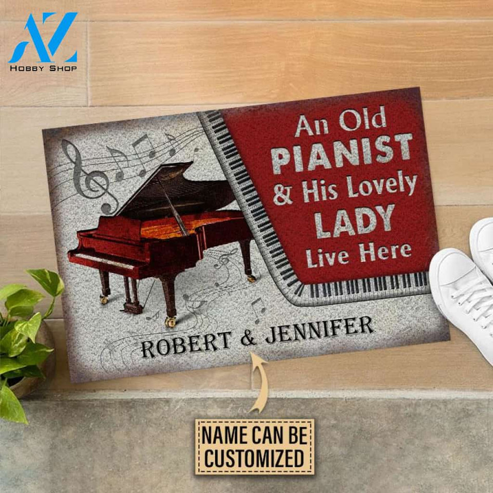 Personalized Piano Couple Live Here Customized Doormat