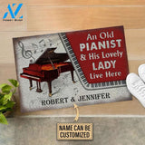 Personalized Piano Couple Live Here Customized Doormat
