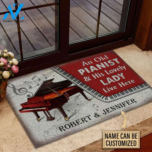 Personalized Piano Couple Live Here Customized Doormat