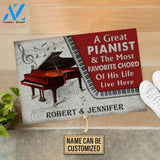 Personalized Piano Couple Live Here Red Customized Doormat