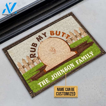 Personalized Pig Rub My Butt Customized Doormat