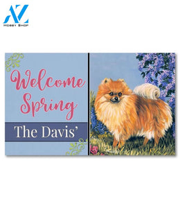 Personalized Pomeranian Flower Power Doormat - 18" x 30"