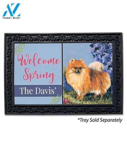 Personalized Pomeranian Flower Power Doormat - 18" x 30"