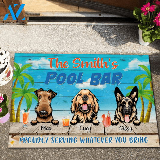 Personalized Pool Bar & Dogs Doormarts NTT-DXT001 | Welcome Mat | House Warming Gift