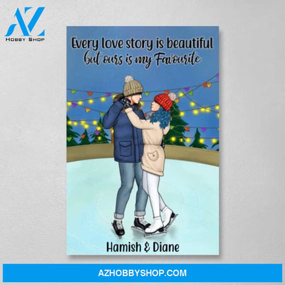 Personalized Poster, Canvas, Ice Skating Partners for Life, Gift for Ice Skating Couple