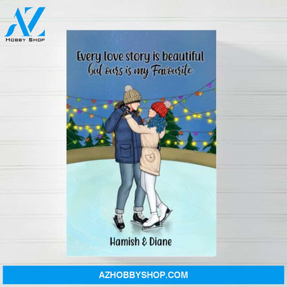 Personalized Poster, Canvas, Ice Skating Partners for Life, Gift for Ice Skating Couple