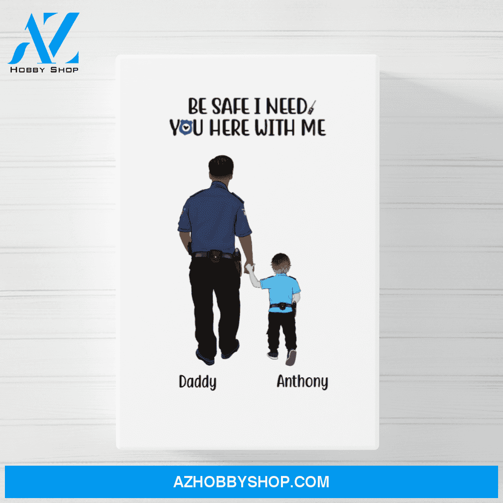 Personalized Poster/Canvas, Police Parents and Kids, Custom Gift for Father's Day and Police Lovers