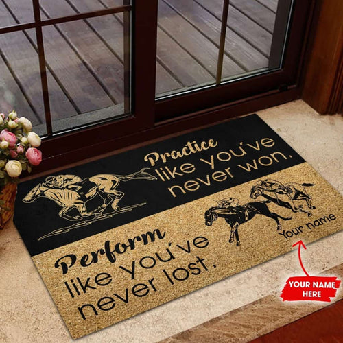 Personalized Practice Like You've Never Won Horse Racing Custom Name Doormat Welcome Mat