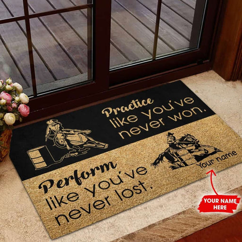 Personalized Practice Like You've Never Won rrel Racing Custom Name Doormat Welcome Mat