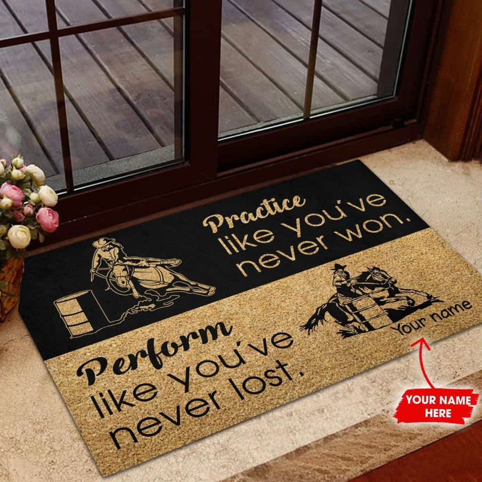 Personalized Practice Like You've Never Won rrel Racing Custom Name Doormat Welcome Mat