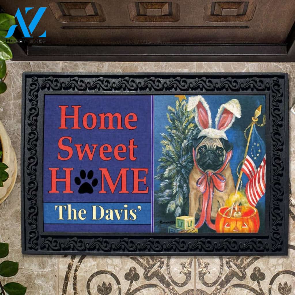 Personalized Pug 4 Seasons Doormat - 18" x 30"