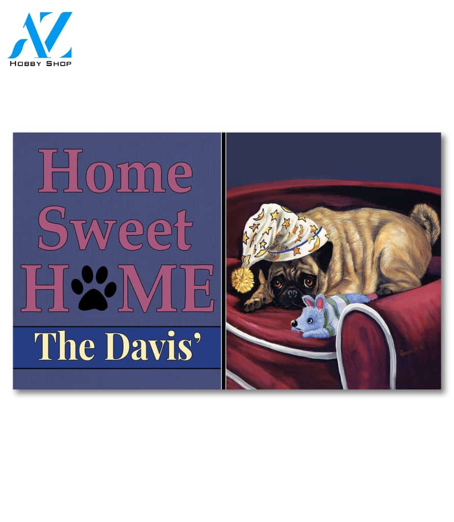 Personalized Pug Goodnight Sweetheart Doormat - 18" x 30"