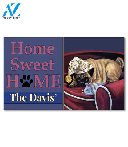 Personalized Pug Goodnight Sweetheart Doormat - 18" x 30"