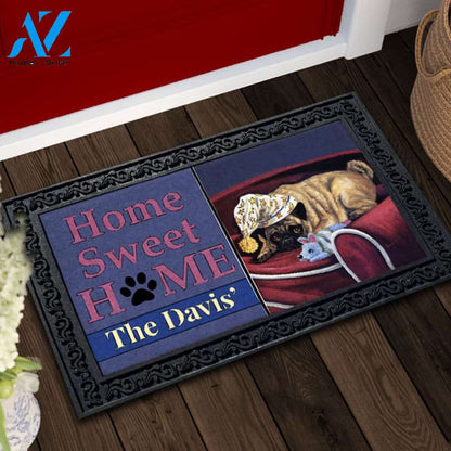 Personalized Pug Goodnight Sweetheart Doormat - 18" x 30"