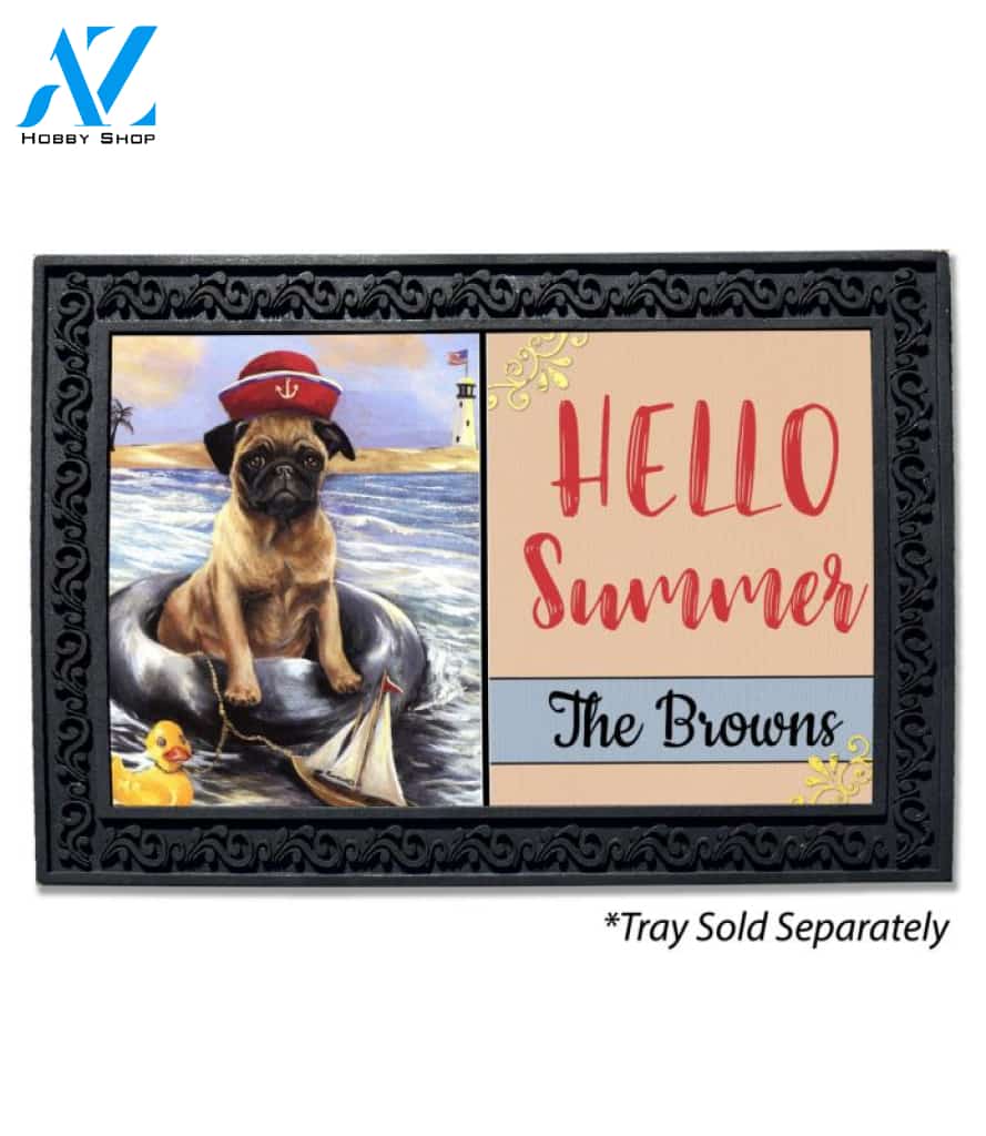 Personalized Pug Sailor Doormat - 18" x 30"