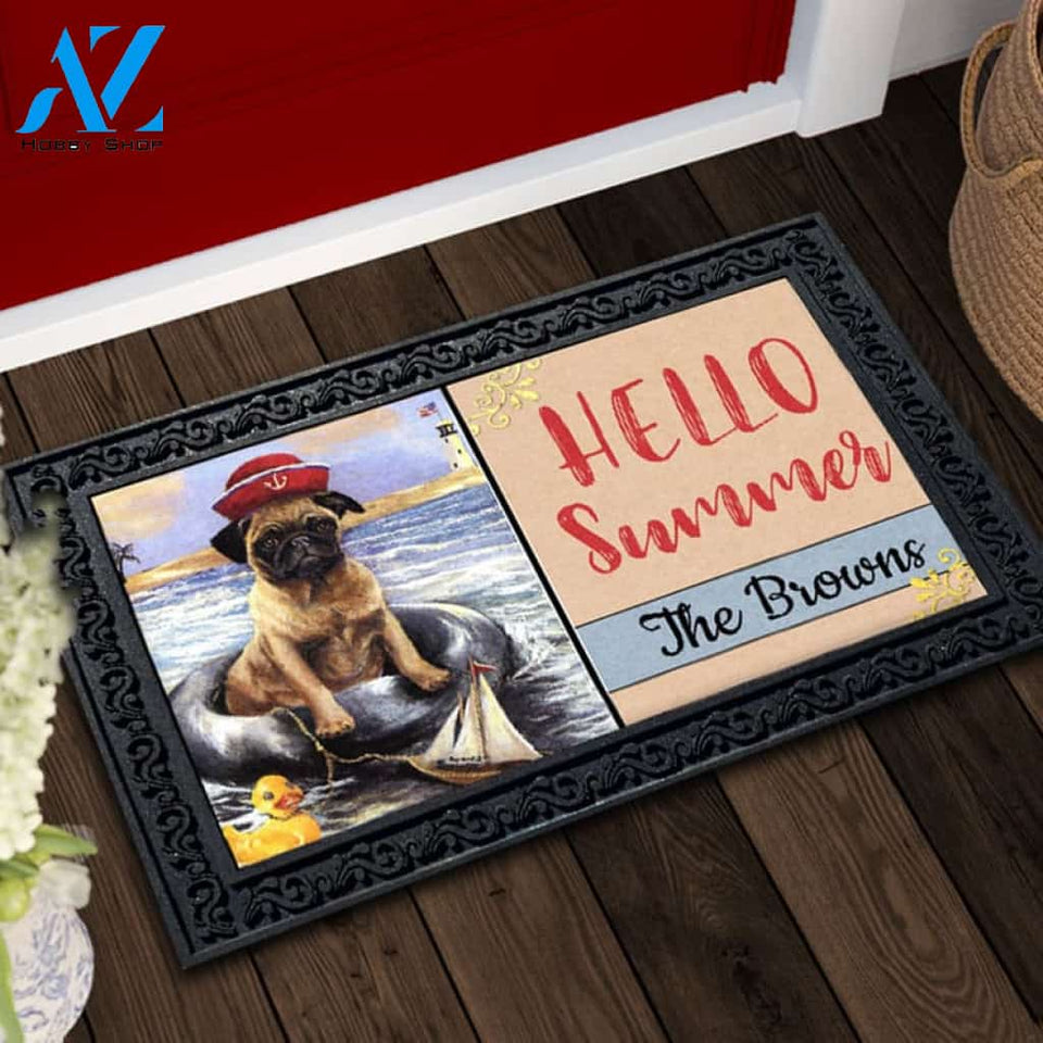Personalized Pug Sailor Doormat - 18" x 30"